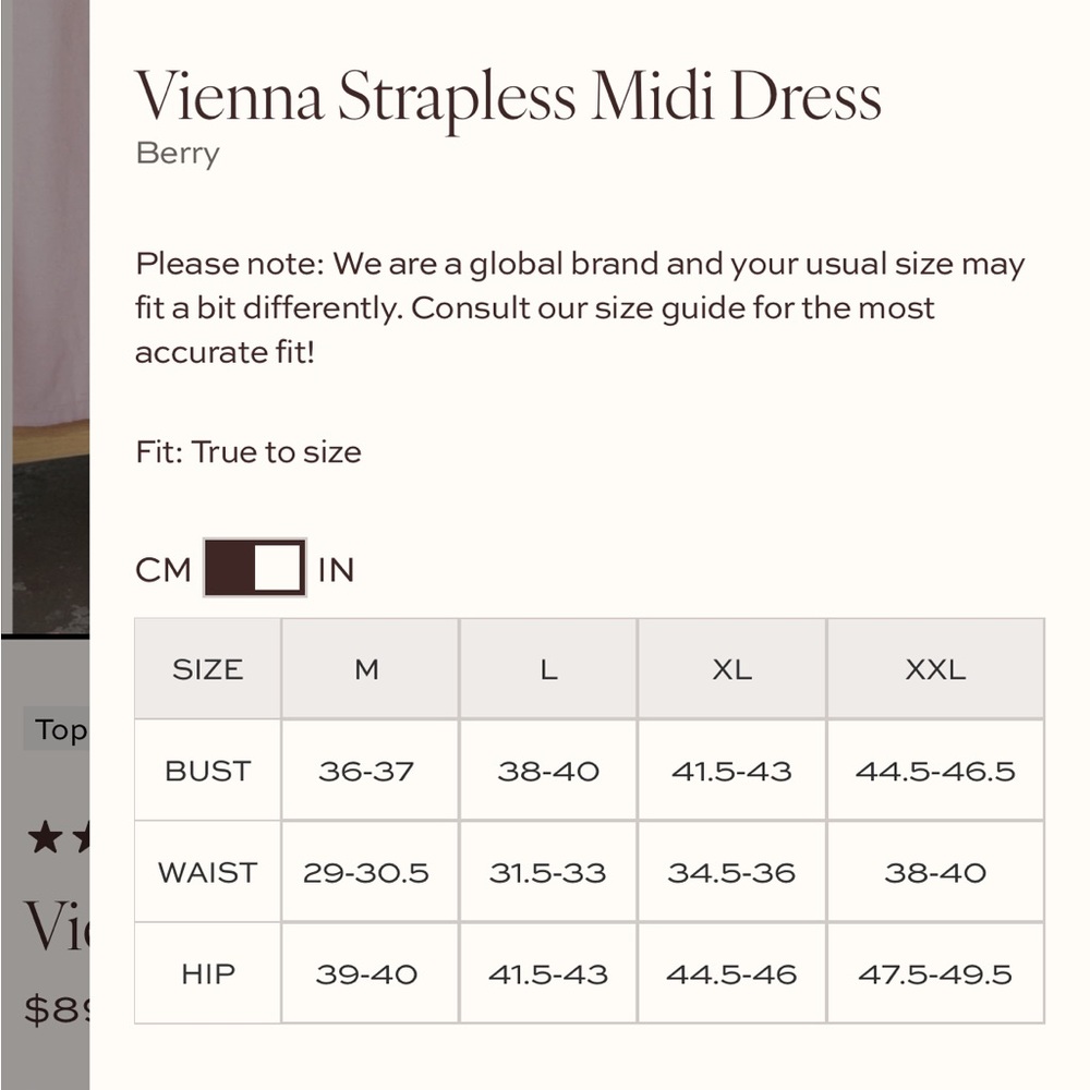 NWT Petal & Pup Vienna Strapless Midi Dress, Berry, Women’s Size Large - Picture 16 of 16